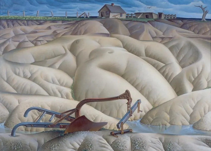Alexandre Hogue painting depicting eroded land and ecological loss